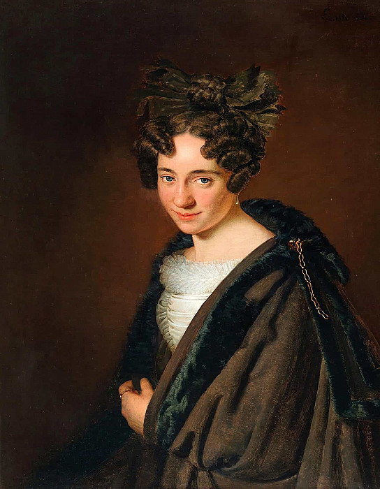 Portrait of a Young Lady with a Black Bow in her Hair. Anton Einsle