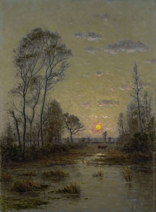 Two Cows in an Evening Landscape