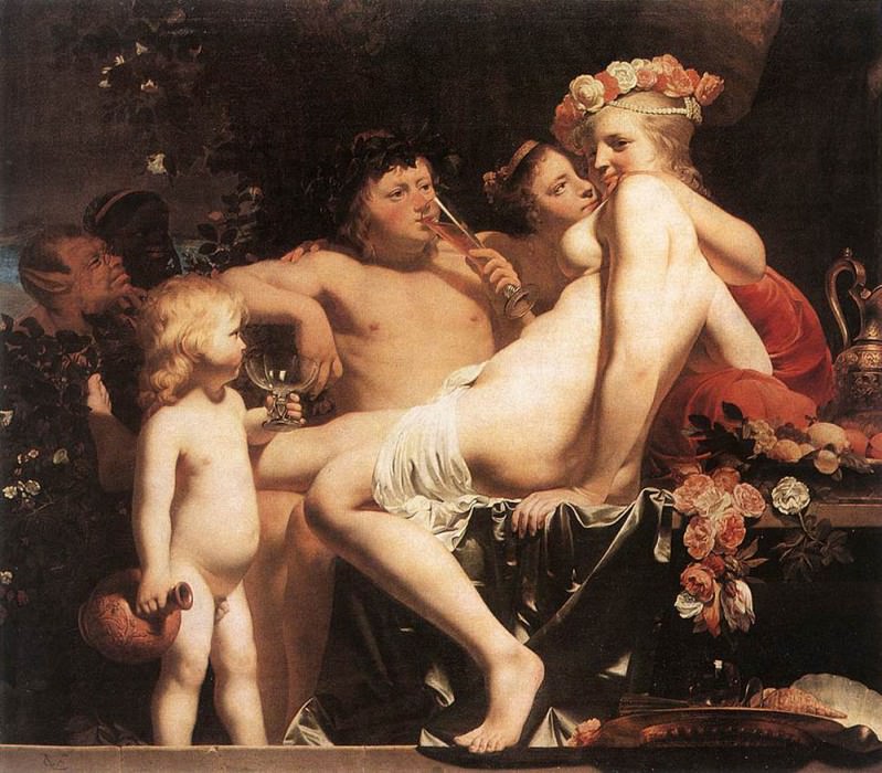 Bacchus with Two Nymphs And Cupid. Caesar Van Everdingen