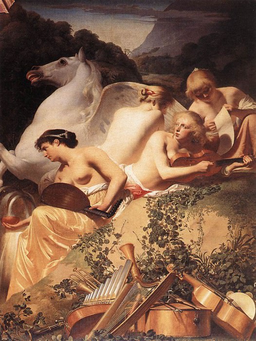 The Four Muses With Pegasus. Caesar Van Everdingen