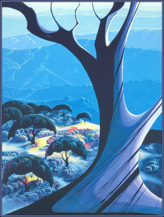 Purple Tree and Mountains. Eyvind Earle
