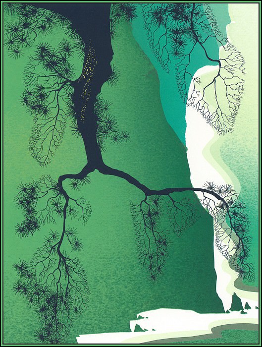 Sea Cliffs and Pine Branch. Eyvind Earle