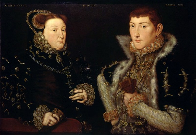 Lady Mary Nevill and her son Gregory Fiennes. Hans Eworth (Ewoutsz)