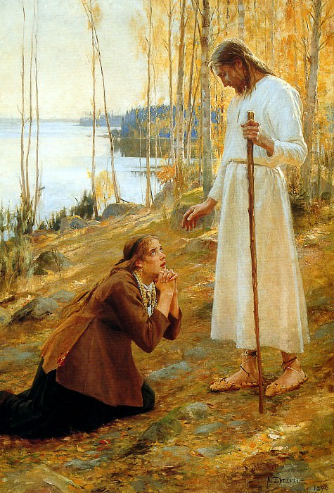  Christ and Magdalena , Albert Edelfelt