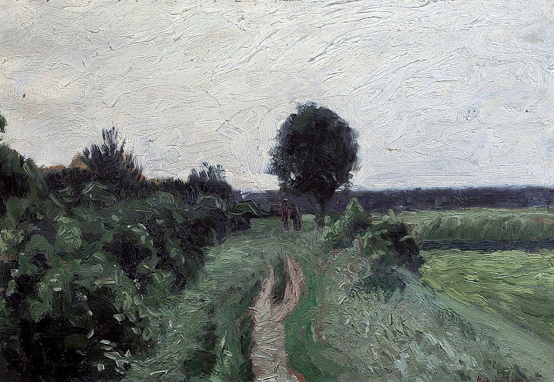 Вересковый пейзаж с пешеходами. Ханс ам Энде