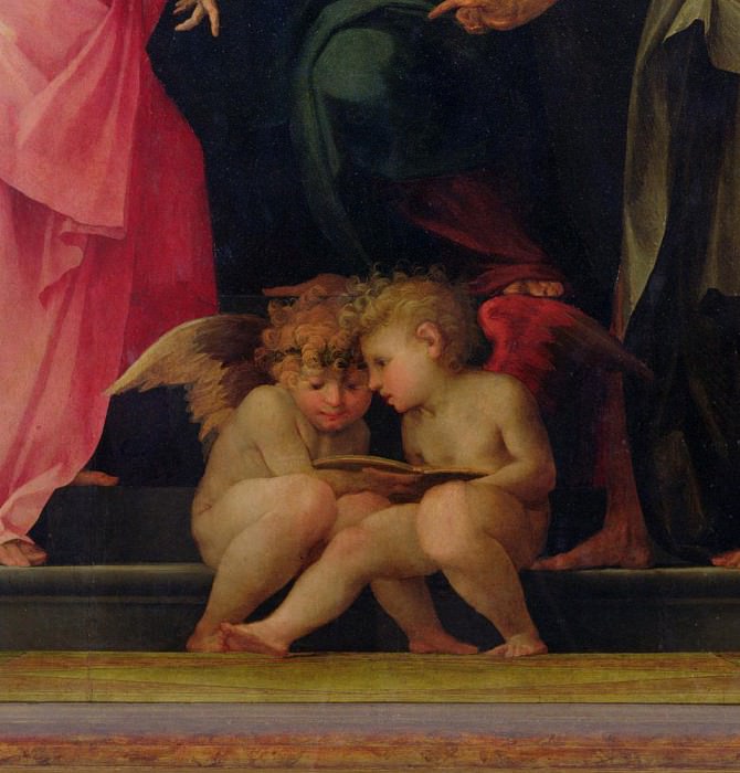 Two cherubs reading. Giovanni Battista Rosso Fiorentino