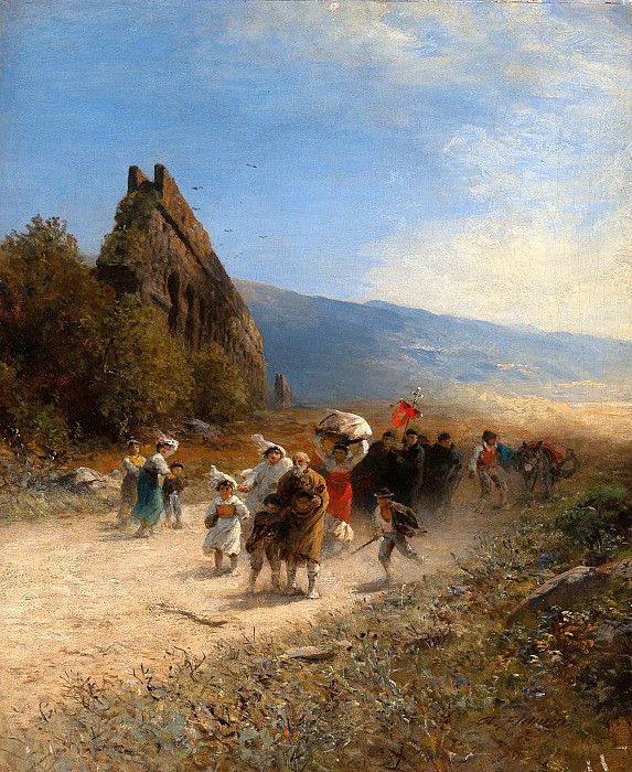 A Procession in the Roman Campagna. Albert Flamm