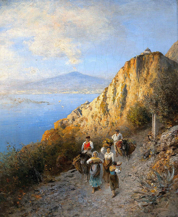 Returning Home from the Market, with Vesuvius in the Background. Albert Flamm
