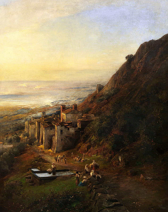 Landscape on the Amalfi Coast; Landschaft an der Amalfiküste. Albert Flamm