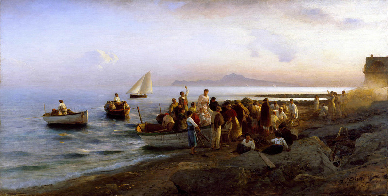 Wedding party on the beach; Hochzeitsgesellschaft Am Strand. Albert Flamm
