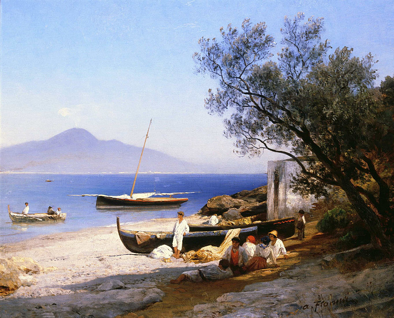 Fishermen on the Gulf of Naples; Fischer Am Golf Von Neapel. Albert Flamm