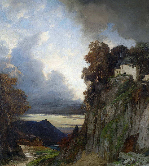 Evening mood on the Rhine (Koblenz); Abendstimmung am Rhein (Koblenz). Albert Flamm
