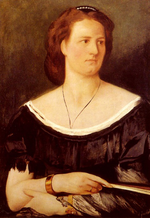Portrait Of A Lady Holding A Fan. Anselm Friedrich Feuerbach