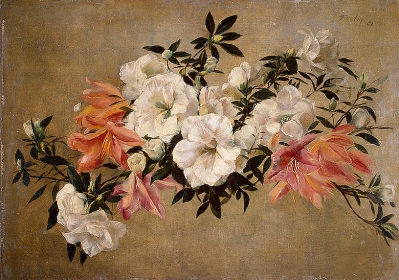 Petunias. Ignace-Henri-Jean-Theodore Fantin-Latour
