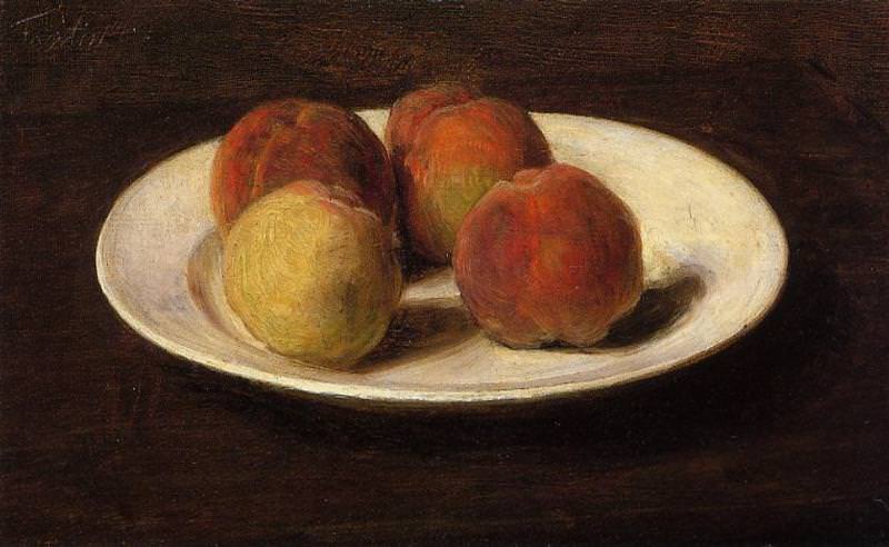 Натюрморт с четырьмя персиками. Игнас-Анри-Жан-Теодор Фантен-Латур