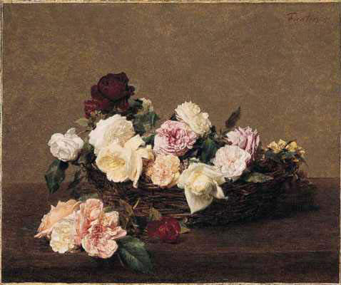 A Basket of Roses. Ignace-Henri-Jean-Theodore Fantin-Latour