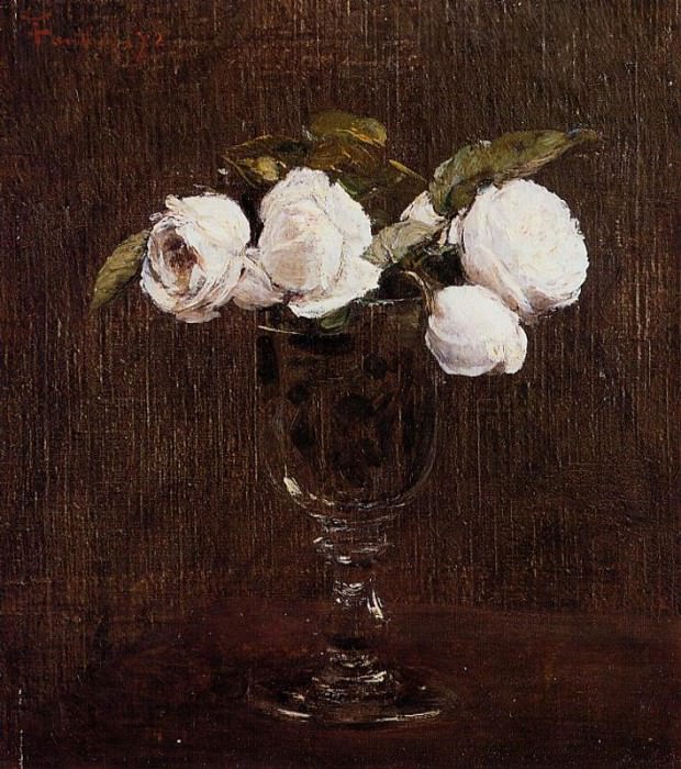Vase of Roses. Ignace-Henri-Jean-Theodore Fantin-Latour