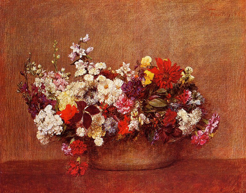 Flowers in a Bowl. Ignace-Henri-Jean-Theodore Fantin-Latour