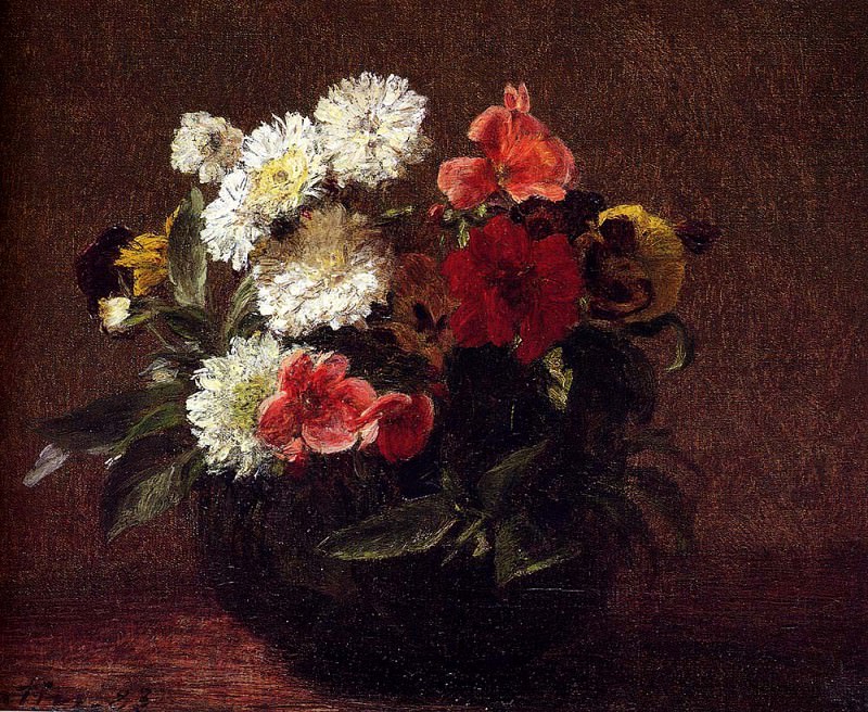 Flowers In A Clay Pot. Ignace-Henri-Jean-Theodore Fantin-Latour