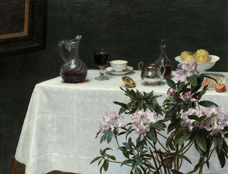 Still Life: Corner of a Table. Ignace-Henri-Jean-Theodore Fantin-Latour