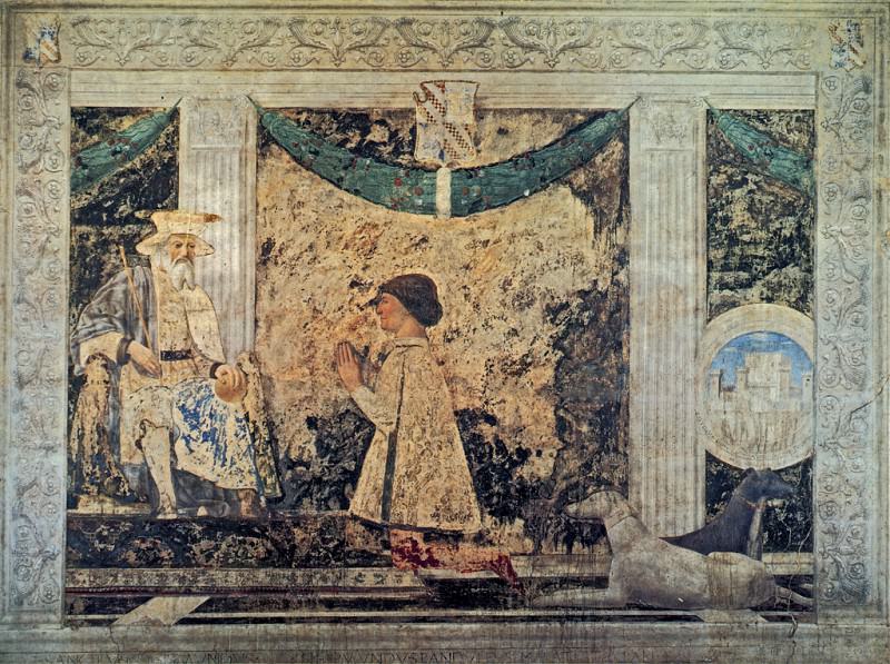 Сиджизмондо Малатеста перед Святым Сигизмундом. Пьеро делла Франческа