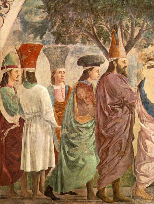 Воздвижение Креста Господня, фрагмент (Император Ираклий со свитой). Пьеро делла Франческа