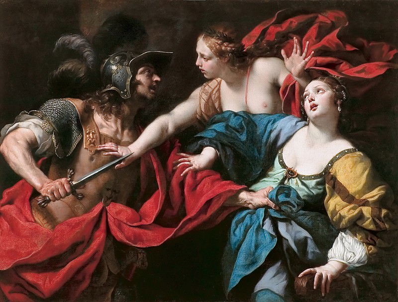 Венера предостерегает своего сына Энея от убийства Елены Троянской 1650. Luca Ferrari (Venus preventing her son Aeneas from killing Helen of Troy)