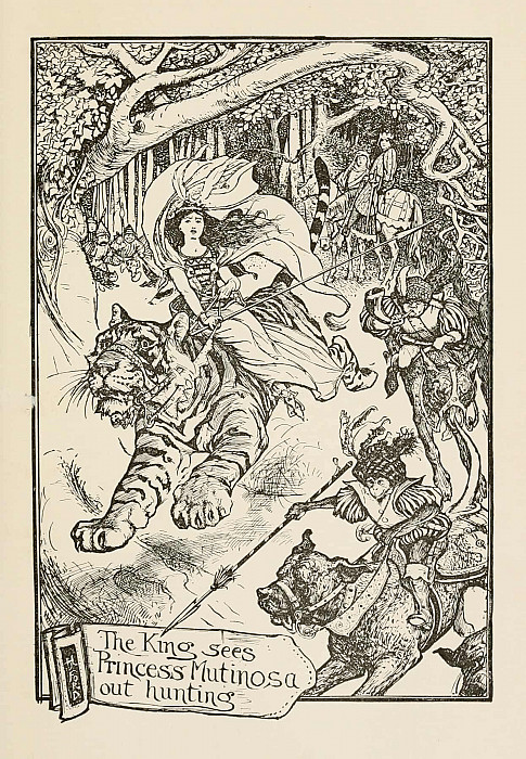 The King sees Princess Mutinosa out Hunting. Henry Justice Ford