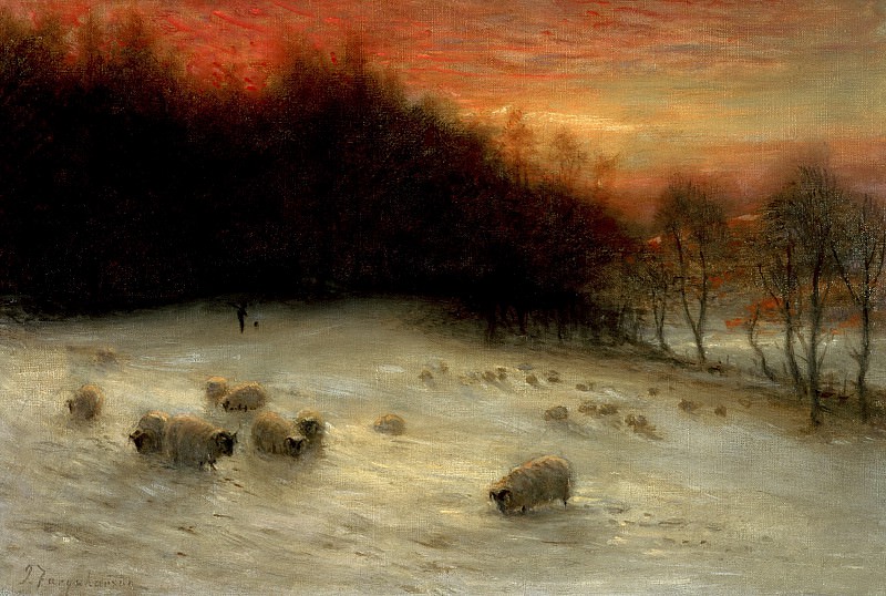 Sheep in a Winter Landscape Evening. Joseph Farquharson