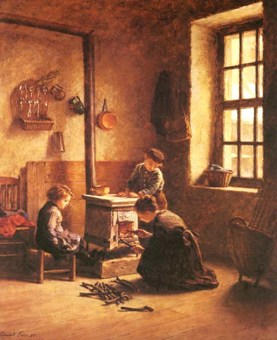 Frere Pierre Edouard Lighting The Stove. Пьер Эдуард Фрер