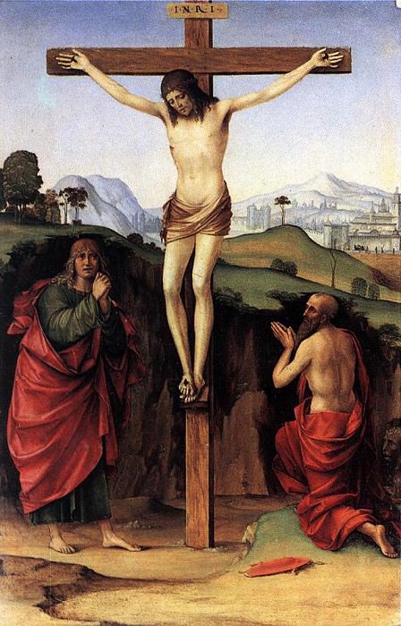 Crucifixion With Sts John And Jerome 1485. Francia (Francesco Raibolini)