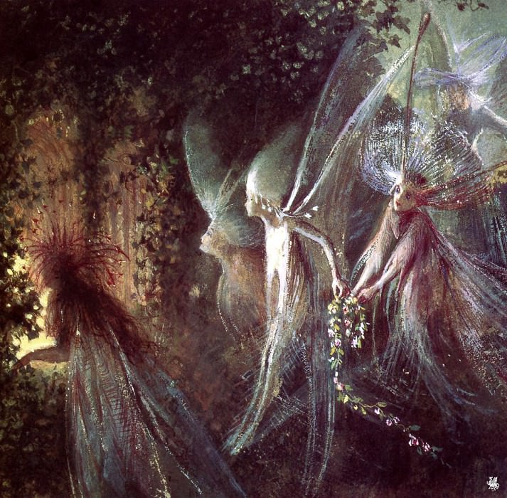 Faeries Looking Through a Gothic Arch. John Anster Fitzgerald