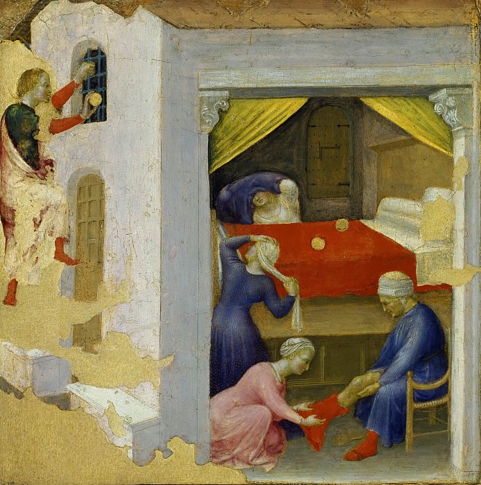 Quaratesi Altarpiece, predella - Gift to the Three Poor Girls. Gentile da Fabriano