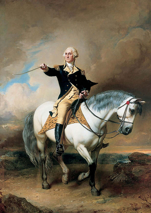 Portrait Of George Washington Taking The Salute At Trenton. John Faed