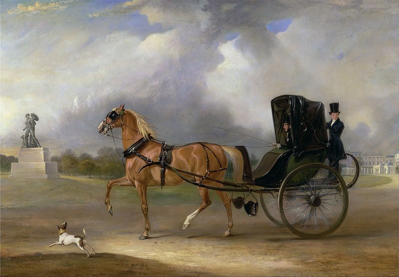 William Massey-Stanley driving his Cabriolet in Hyde Park. John Ferneley