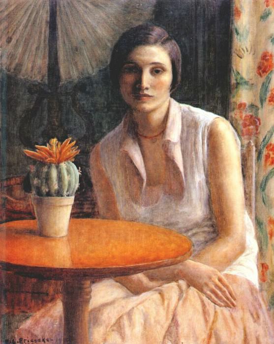 portrait of a woman (with cactus) 1930. Frederick Carl Frieseke