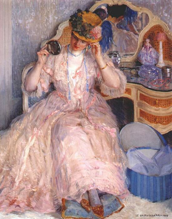 lady trying on a hat 1909. Frederick Carl Frieseke