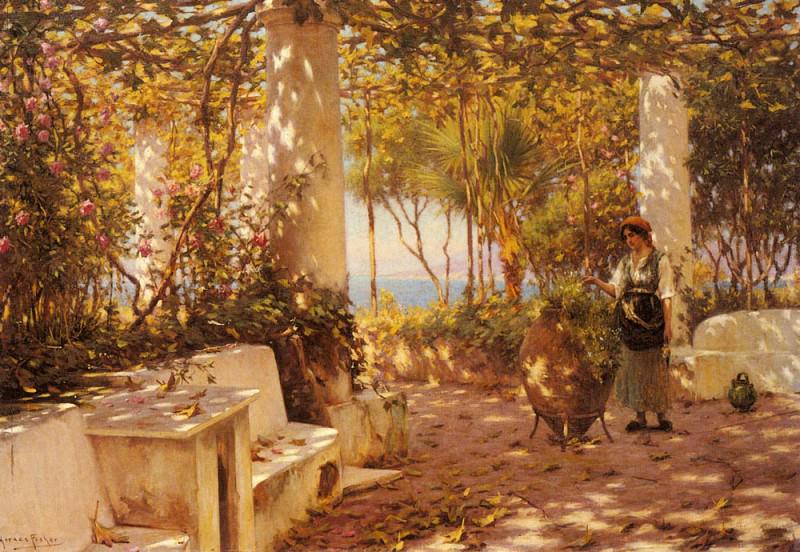 Fisher Horace A Peasant Girl On A Sunlit Veranda. Horace Fisher