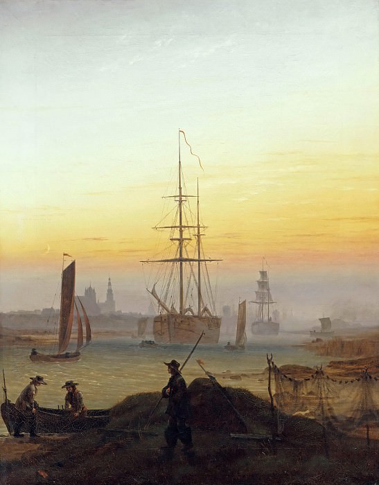 Ships in the Harbor of Greifswald. Caspar David Friedrich