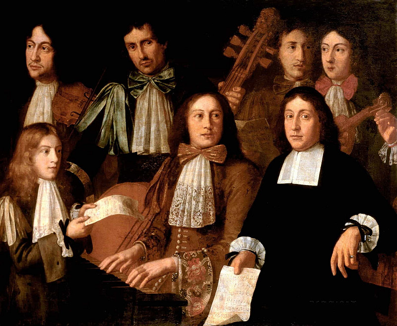 A Group Of Musicians Playing A Viol De Gamba - Two Violins and a Clavichord. Antonio Domenico Gabbiani
