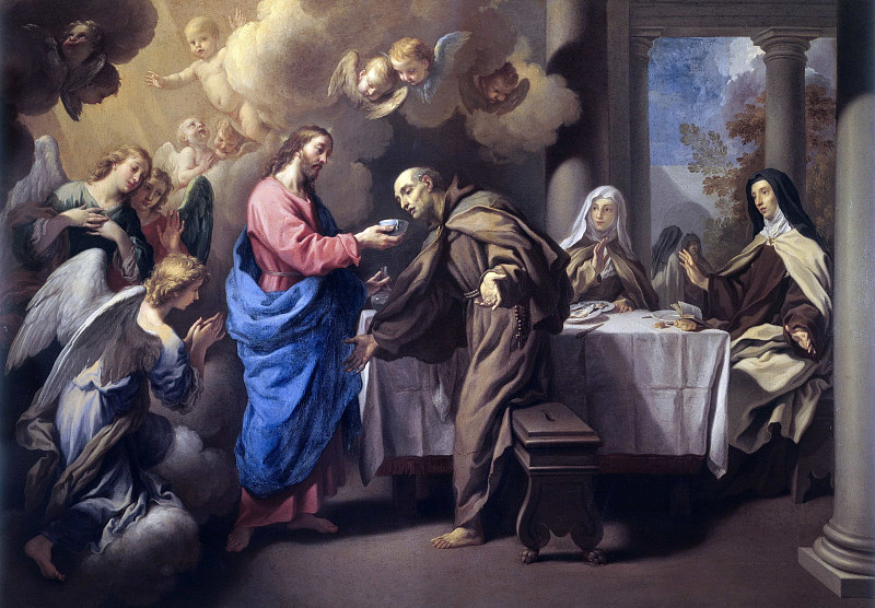 Christ Administering Communion to Saint Peter of Alcantara in the Presence of Saint Theresa of Avila. Antonio Domenico Gabbiani