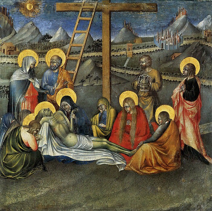 Lamentation (predella panel). Giovanni di Paolo