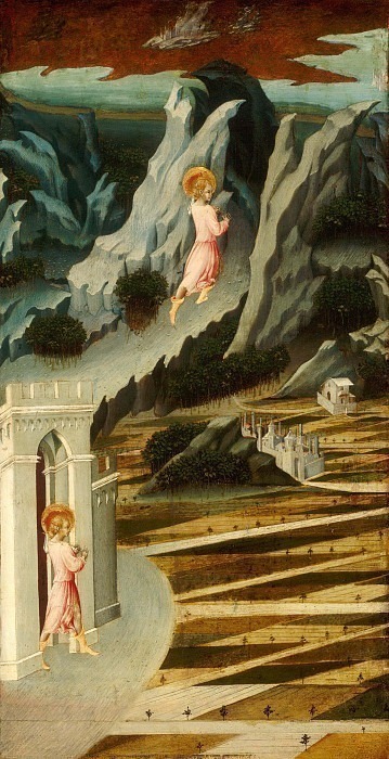 Saint John the Baptist Entering the Wilderness. Giovanni di Paolo