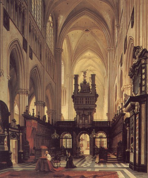 Figures in the Choir of a Cathedral. Jules Victor Genisson