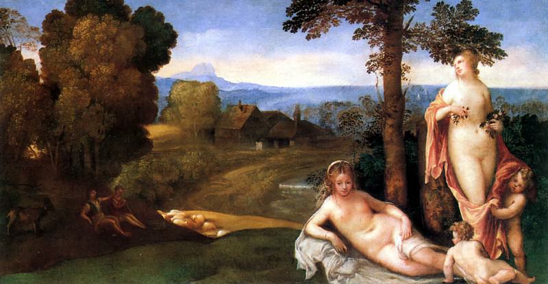 NymphsAndChildrenInaLandscapeWithShepherds. Giorgione (Giorgio Barbarelli)