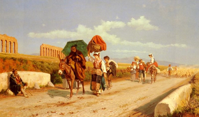 Travellers In The Roman Campagna. Pietro Gabrini