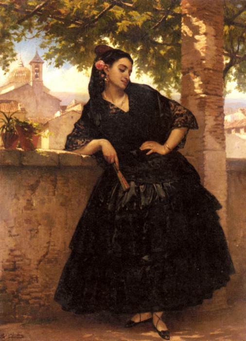 Испанская красотка с веером. Пьер Франсуа Эжен Жиро