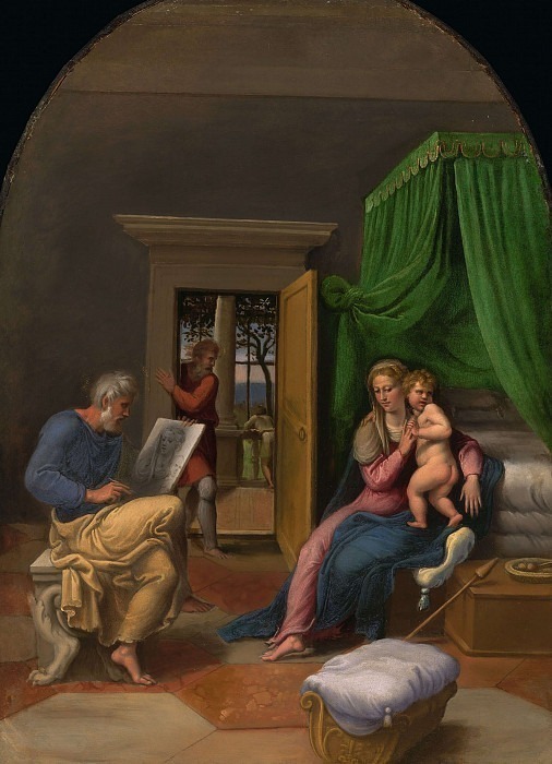 Saint Luke Drawing the Virgin and Christ Child. Girolamo da Carpi (Girolamo Sellari)