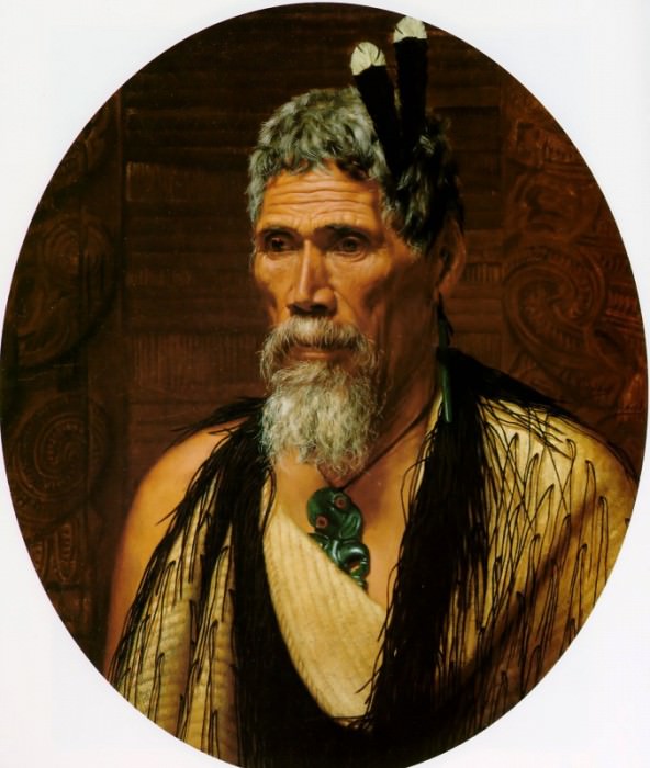 Anaha Te Rahui the celebrated carver of Rotorua 1908 76.5x64cm. Charles Frederick Goldie