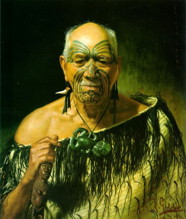 Patara Te Tuhi an old warrior 1901 76.5x63.5cm. Charles Frederick Goldie